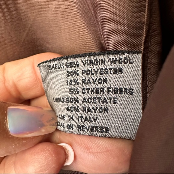 Italian Made Brown Tweed Men's Virgin Wool Blend 3-Button Front Blazer Size L - Picture 11 of 14